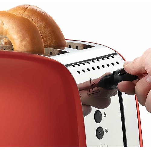 Тостер Russell Hobbs Colours Plus 1600Вт, подогрев, размораживание, металл., красный
