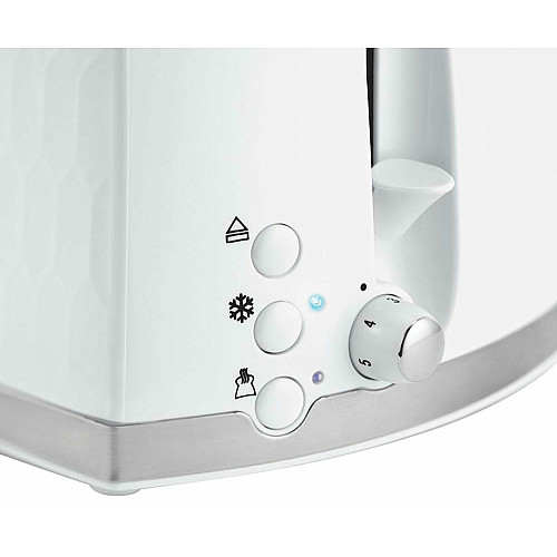 Тостер Russell Hobbs Honeycomb 850Вт, широкі слоти, пластик, білий