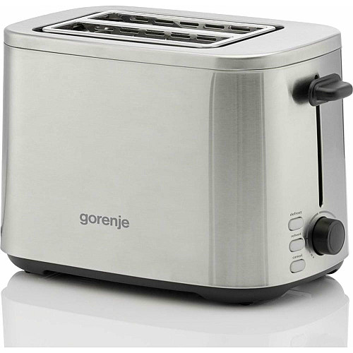 Тостер Gorenje 800Вт, подогрев, размораживание, пластик, серебристый