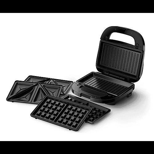 Мультимейкер Philips Series 5000 750Вт, антипригарне покриття, 3 пластини, корпус-пластик, чорно-сріблястий
