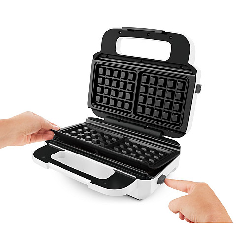 Мультимейкер Tefal Snack XL 850Вт, тефлон, 3 пластини, корпус-пластик, біло-чорний