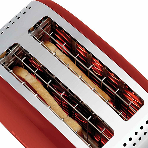 Тостер Russell Hobbs Colours Plus 1600Вт, подогрев, размораживание, металл., красный