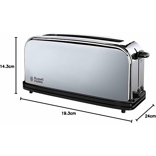 Тостер Russell Hobbs Chester 1000Вт, длинные слоты, металл, серебристый
