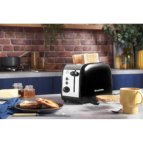 Тостер Russell Hobbs Colours Plus 1600Вт, підігрів, розморожування, метал., чорний