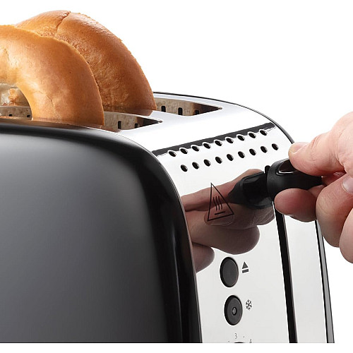 Тостер Russell Hobbs Colours Plus 1600Вт, підігрів, розморожування, метал., чорний