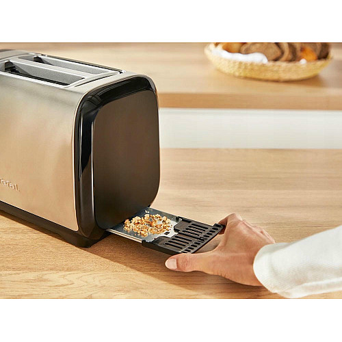 Тостер Tefal Subito 1100Вт, размораживание, щипцы, нерж. сталь, черный