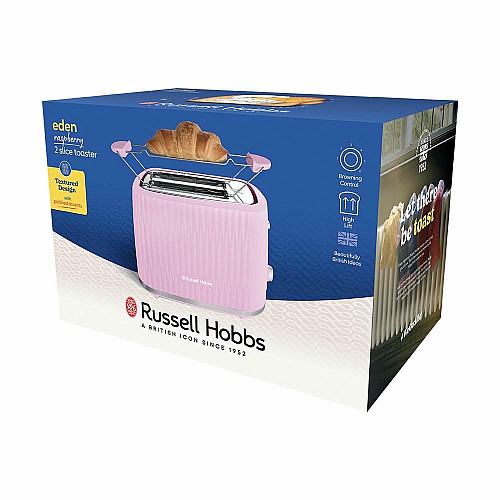 Тостер  Russell Hobbs Eden 800Вт, пластик, підігрів,разморозка, малиновий