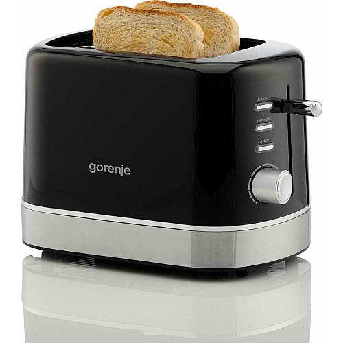 Тостер Gorenje 850Вт, підігрів, розморожування, пластик, чорний
