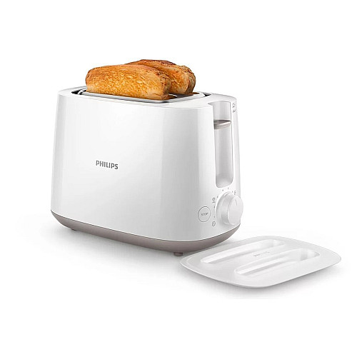 Тостер Philips Daily Collection 830Вт, кришка від пилу, пластик, білий