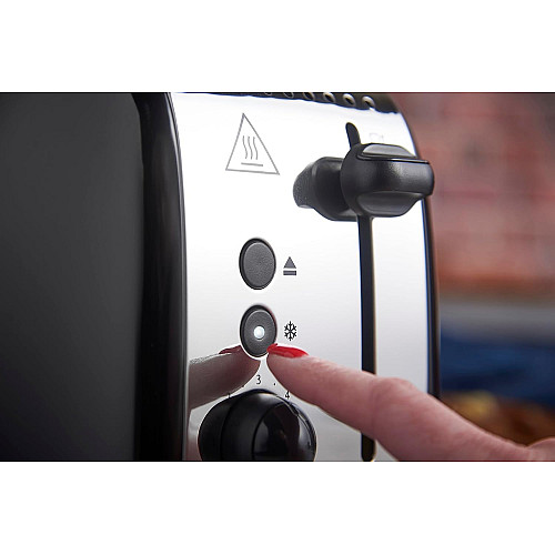 Тостер Russell Hobbs Colours Plus 1600Вт, підігрів, розморожування, метал., чорний