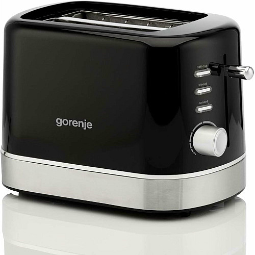 Тостер Gorenje 850Вт, підігрів, розморожування, пластик, чорний