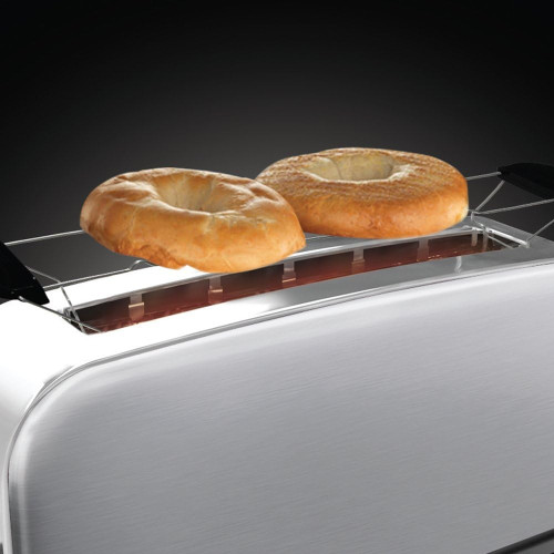 Тостер Russell Hobbs Oxford 1000Вт, довгі слоти, метал, сріблястий
