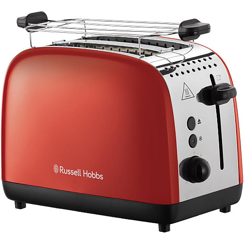 Тостер Russell Hobbs Colours Plus 1600Вт, подогрев, размораживание, металл., красный