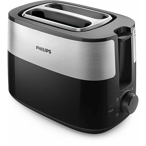 Тостер Philips Daily Collection 830Вт, метал/пластик, чорний
