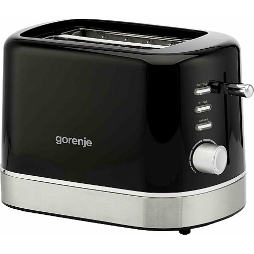 Тостер Gorenje 850Вт, підігрів, розморожування, пластик, чорний