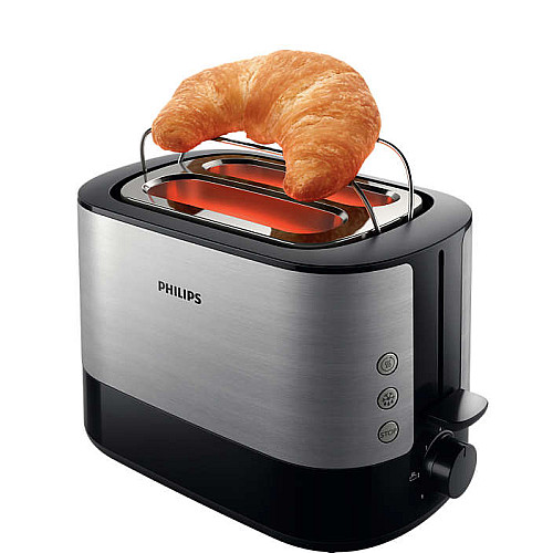 Тостер Philips WiWa Collection 1050Вт, метал/пластик, чорний