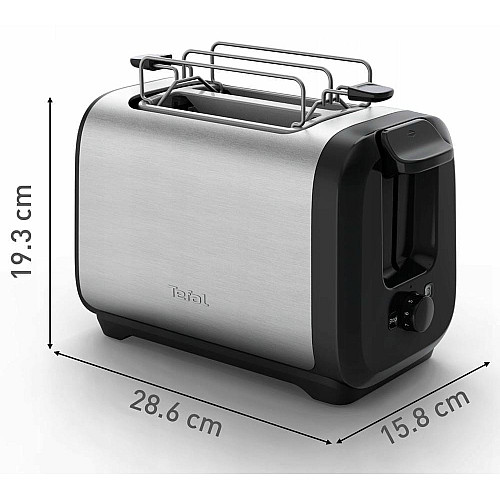 Тостер Tefal Subito 1100Вт, размораживание, щипцы, нерж. сталь, черный