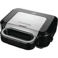 Мультимейкер Russell Hobbs, 750Вт, комплект-3 пластини, алюміній, корпус-нержав.сталь, пластик, чорний-срібний