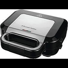 Мультимейкер Russell Hobbs, 750Вт, комплект-3 пластини, алюміній, корпус-нержав.сталь, пластик, чорний-срібний