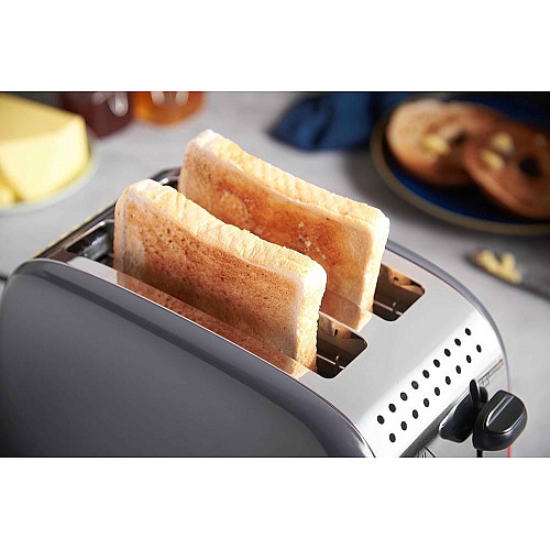 Тостер Russell Hobbs Colours Plus 1600Вт, подогрев, размораживание, металл., серый