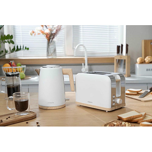 Тостер ARDESTO Wood Modern, 800Вт, метал, 2 слоти, білий