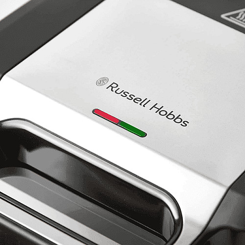 Мультимейкер Russell Hobbs, 750Вт, комплект-3 пластини, алюміній, корпус-нержав.сталь, пластик, чорний-срібний