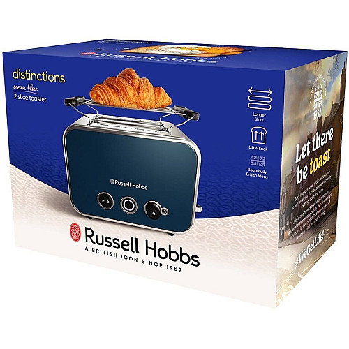 Тостер Russell Hobbs Distinctions 2-Slice 1670Вт, подогрев, размораживание, пластик, синий