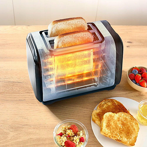 Тостер Tefal Subito 1100Вт, размораживание, щипцы, нерж. сталь, черный