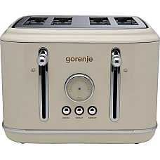 Тостер Gorenje, 950Вт, функц. розморожування, автовідключення, пластик + металл, бежевий