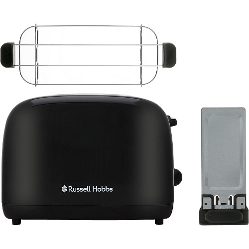 Тостер Russell Hobbs Colours Plus 1600Вт, підігрів, розморожування, метал., чорний