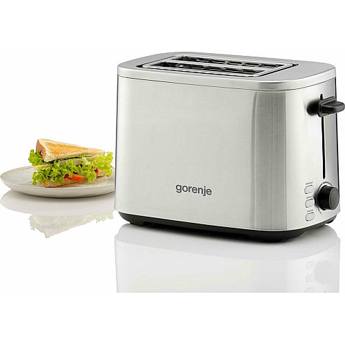 Тостер Gorenje 800Вт, подогрев, размораживание, пластик, серебристый