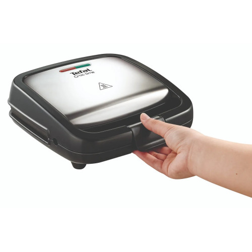 Сендвічмейкер Tefal Croc Time 700Вт, 1 пластина-гриль, корпус-пластик, чорно-сріблястий