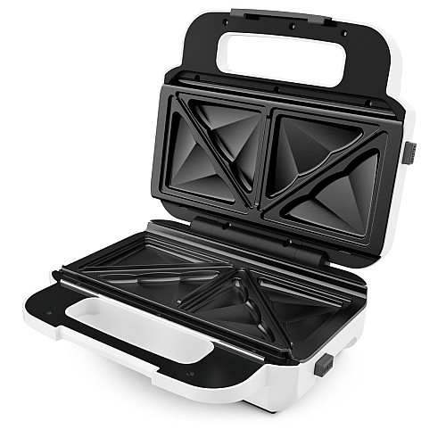Мультимейкер Tefal Snack XL 850Вт, тефлон, 3 пластини, корпус-пластик, біло-чорний