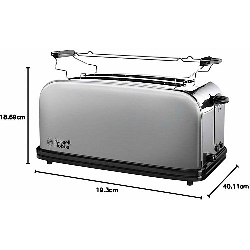 Тостер Russell Hobbs Oxford 1600Вт, длинные слоты на 4 тоста, металл, серебристый