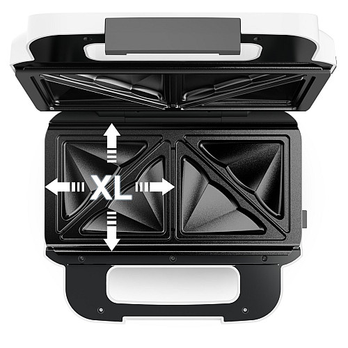 Мультимейкер Tefal Snack XL 850Вт, тефлон, 3 пластини, корпус-пластик, біло-чорний