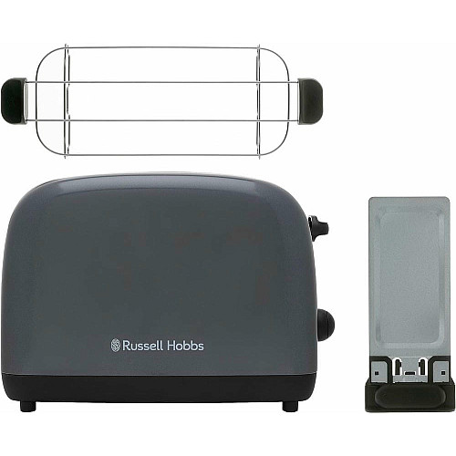 Тостер Russell Hobbs Colours Plus 1600Вт, подогрев, размораживание, металл., серый