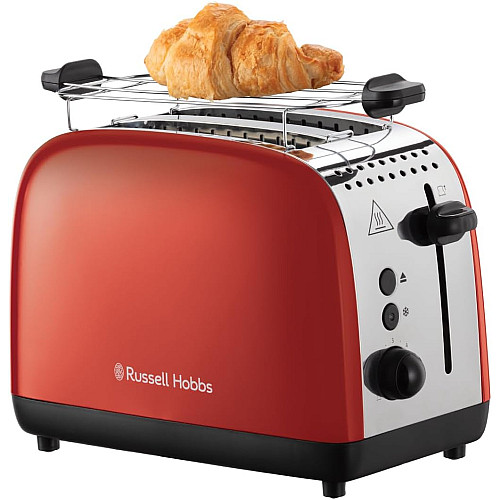 Тостер Russell Hobbs Colours Plus 1600Вт, подогрев, размораживание, металл., красный