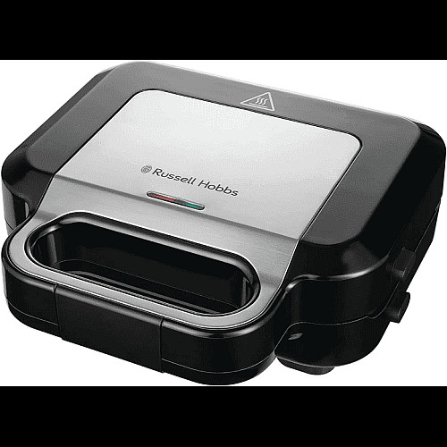 Мультимейкер Russell Hobbs, 750Вт, комплект-3 пластини, алюміній, корпус-нержав.сталь, пластик, чорний-срібний