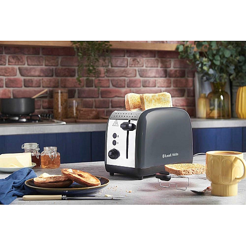 Тостер Russell Hobbs Colours Plus 1600Вт, подогрев, размораживание, металл., серый