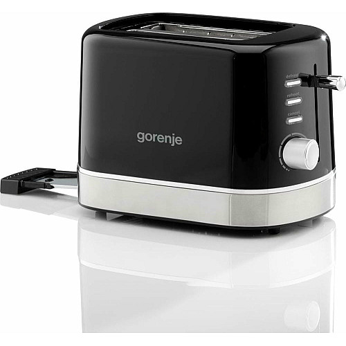 Тостер Gorenje 850Вт, підігрів, розморожування, пластик, чорний