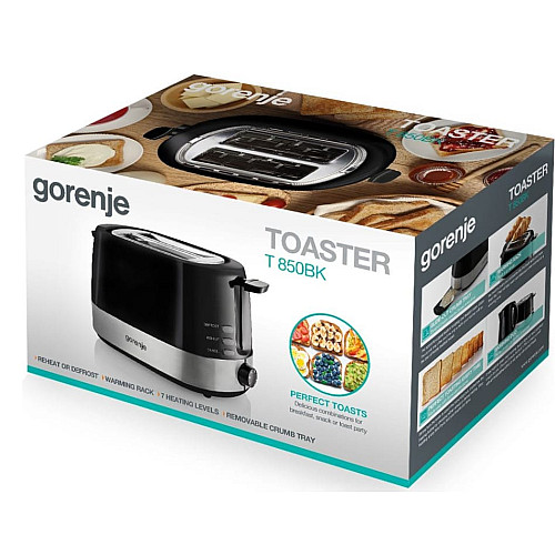 Тостер Gorenje, 850Вт, пластик/метал, функц. разморож, автоотключение, черный