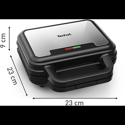 Мультимейкер Tefal UltraCompact 3in1 700Вт, тефлон, 3 пластини, корпус-метал, чорно-сірий