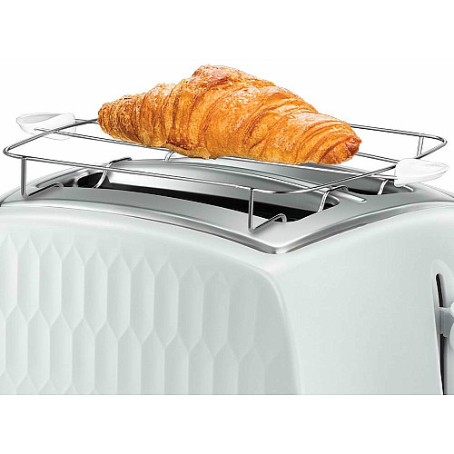 Тостер Russell Hobbs Honeycomb 850Вт, широкі слоти, пластик, білий