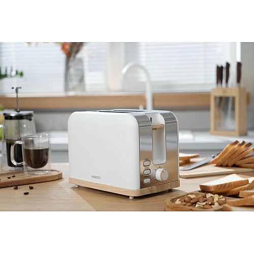 Тостер ARDESTO Wood Modern, 800Вт, метал, 2 слоти, білий