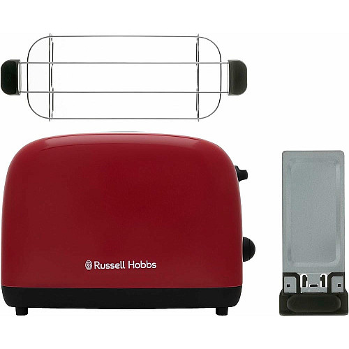 Тостер Russell Hobbs Colours Plus 1600Вт, подогрев, размораживание, металл., красный