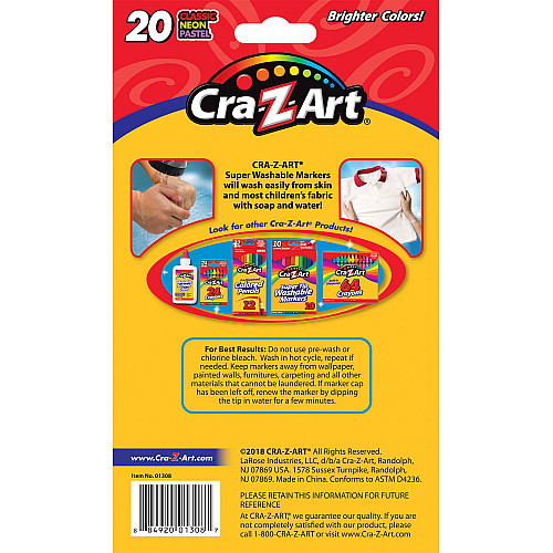 Маркери легкозмивні Cra-Z-Art тонкі кінчики, 20шт