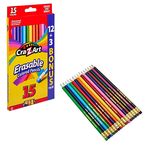 Кольорові олівці Cra-Z-Art з гумкою, 15шт