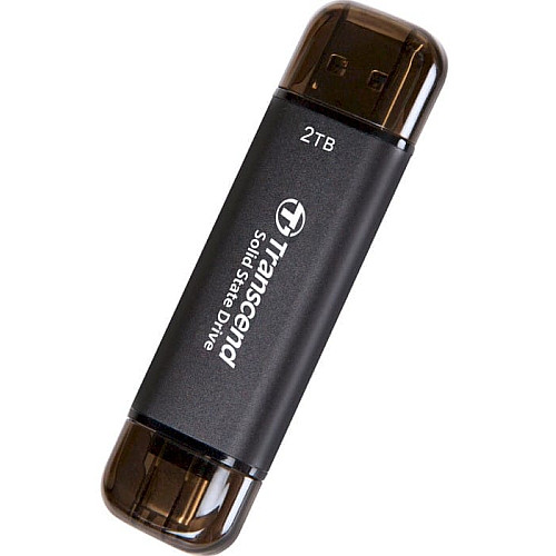 Портативный SSD Transcend 2TB USB 3.1 Gen 2 Type-A + Type-C ESD310 Черный