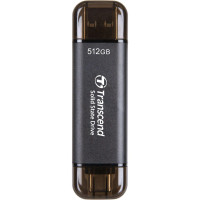 Портативний SSD Transcend  512GB USB 3.1 Gen 2 Type-A + Type-C ESD310 Чорний