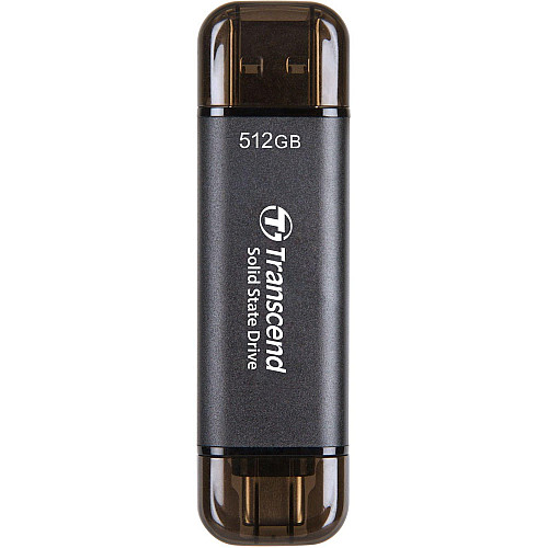 Портативний SSD Transcend  512GB USB 3.1 Gen 2 Type-A + Type-C ESD310 Чорний